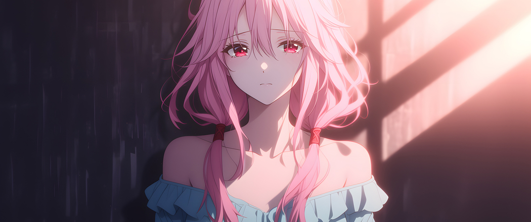 粉色长发动漫少女楪祈4K高清壁纸，3440x1440带鱼屏专属下载