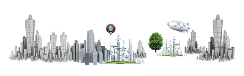 科技风建筑模型高清PNG透明背景设计素材与风景图片下载