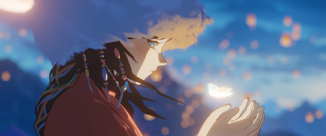 4K高清动漫壁纸下载，孔明灯少女带鱼屏3440x1440