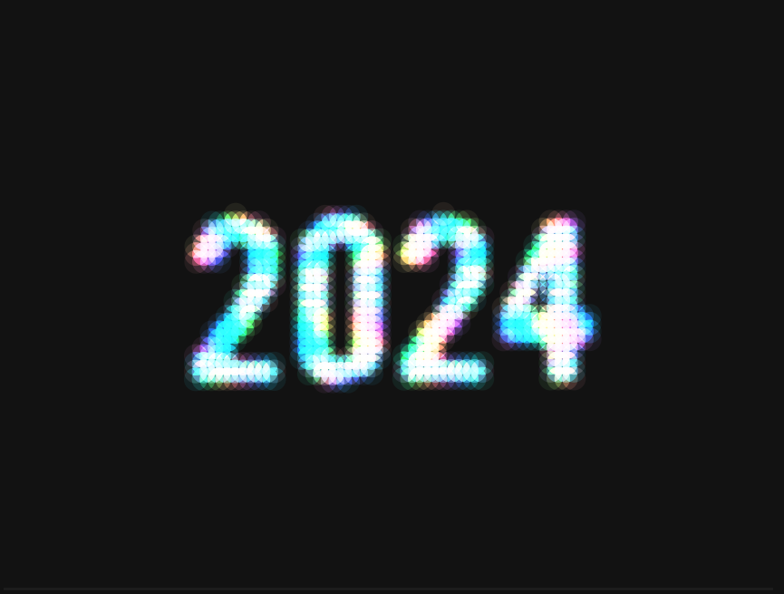 彩色发光文字GIF表情包制作，2024创意字体设计素材