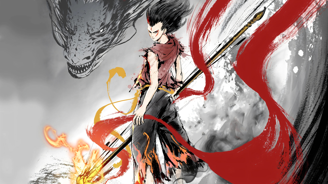 哪吒2魔童闹海·水墨风4K高清壁纸，3840x2160分辨率龙图下载