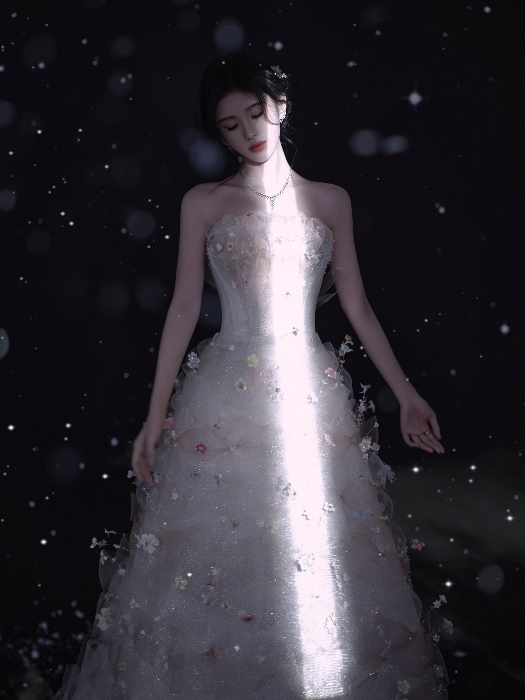 鞠婧祎白色裙装4K唯美高清手机壁纸，2880x3840分辨率下载