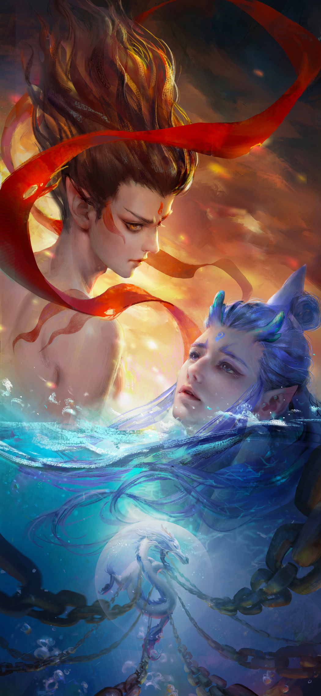 哪吒敖丙混天绫龙主题 5K/4K高清手机壁纸 2372x5137分辨率 下载