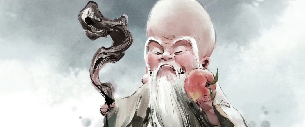 哪吒2魔童闹海&无量仙翁水墨画 3440x1440带鱼屏高清壁纸下载