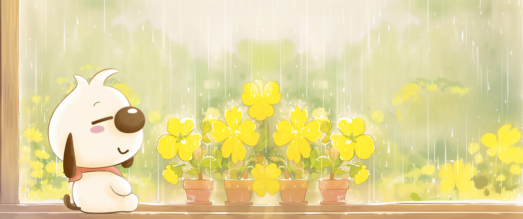 辛巴狗与花盆花朵3440x1440高清带鱼屏壁纸下载