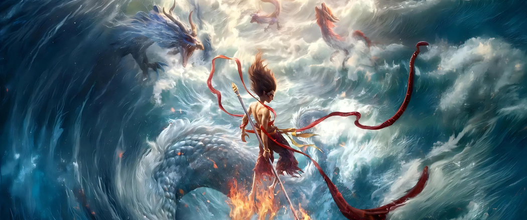 哪吒魔童闹海&龙王 4K高清壁纸，3440x1440带鱼屏影视图片下载