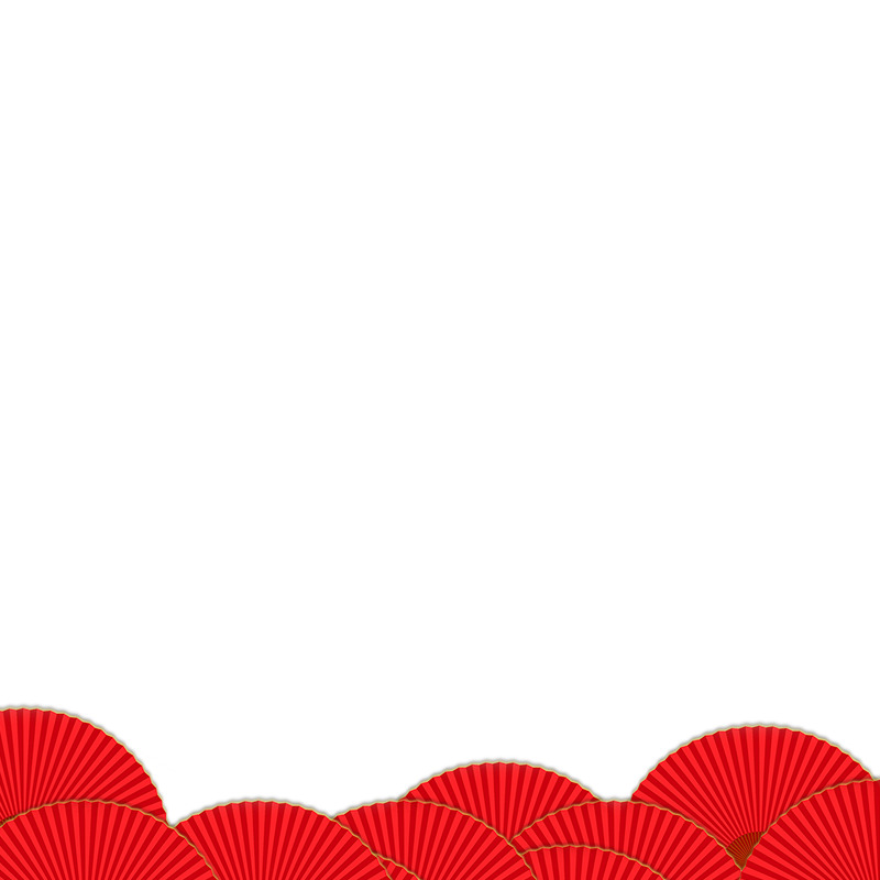 国潮风红色边框PNG透明漂浮元素图片素材高清下载