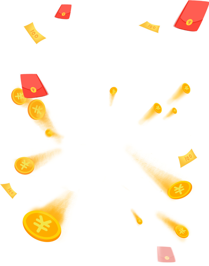 高清PNG红包硬币飞舞透明图片及PSD设计素材下载