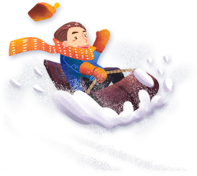 卡通人物滑雪白色高清PNG透明漂浮元素图片素材下载