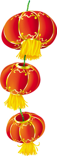 手绘新年圣诞花纹灯笼PNG素材高清透明下载