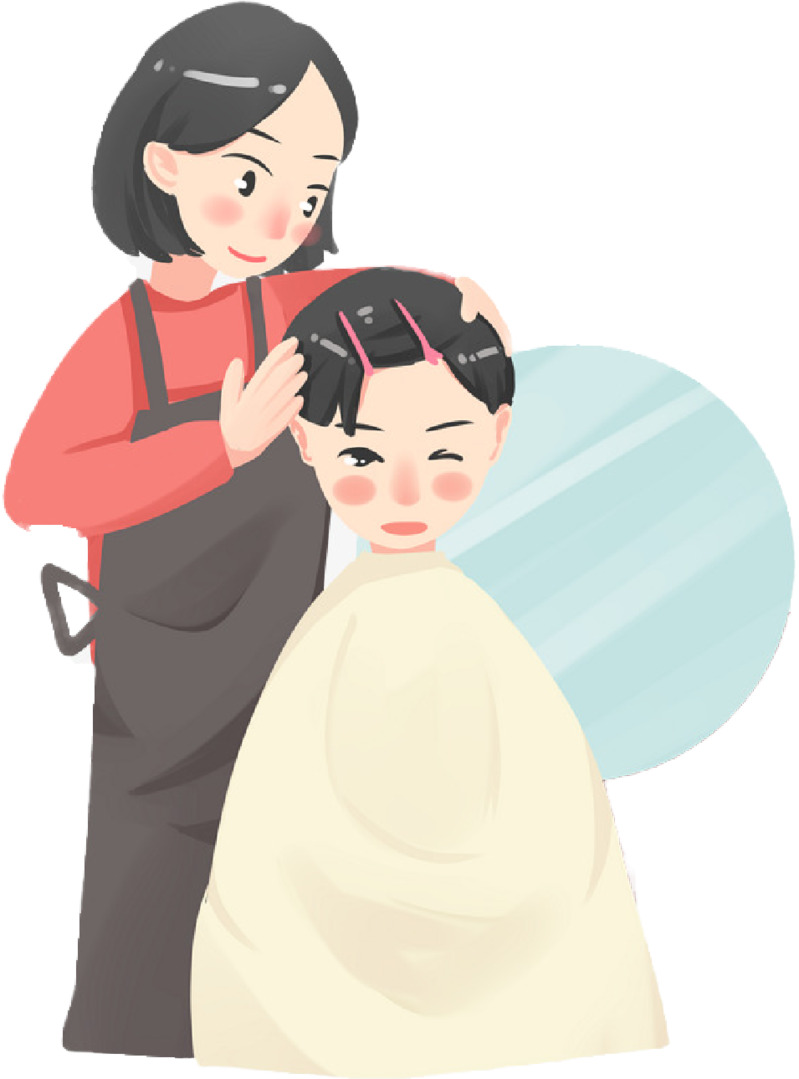 手绘理发师PNG高清透明图片，节日元素及设计素材下载