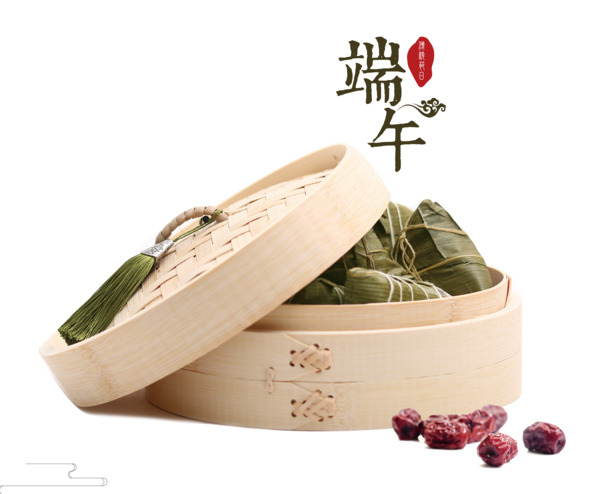端午节粽子木笼蒸制高清PNG免抠元素及字体设计素材下载