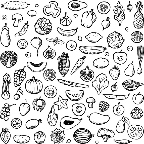 手绘食物线描高清PNG透明素材，卡通元素图片免费下载
