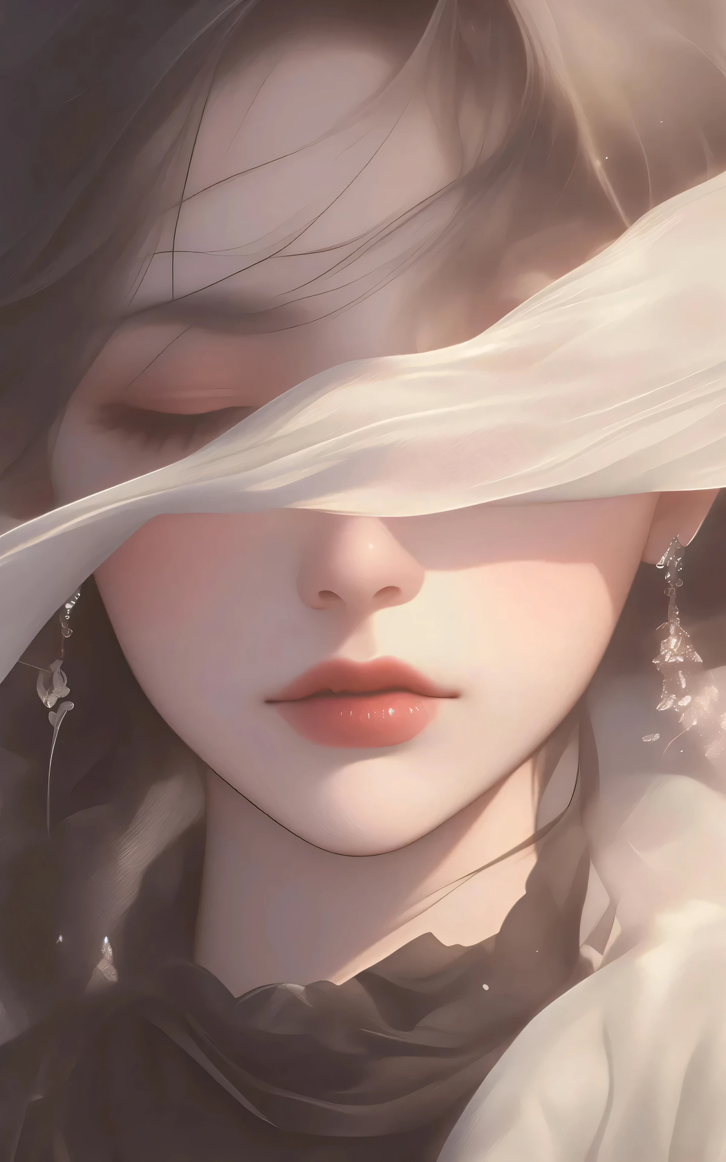 动漫美女遮眼唯美竖屏4K高清壁纸，2400x3840分辨率手机下载
