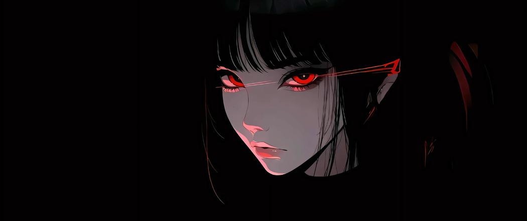 暗黑系少女红眼4K动漫壁纸，3440x1440带鱼屏高清下载