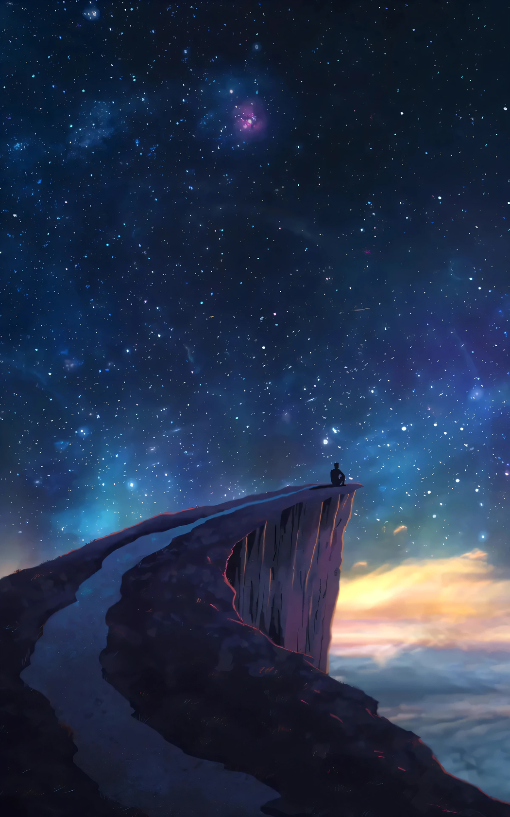 星空之巅，单人赏景，4K超高清山顶壁纸，2400x3840手机图片下载