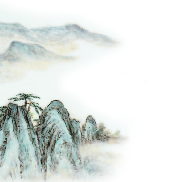 水墨风绿水青山高清PNG透明装饰元素，中国风设计素材免费下载