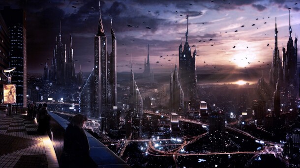 科幻都市天际线景观高清PNG透明背景Banner设计素材下载