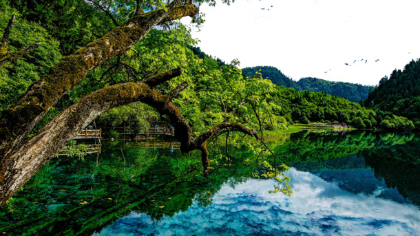 四川九寨沟美景高清PNG透明背景图片素材下载