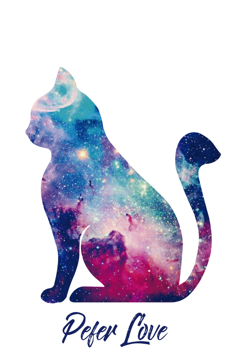 高清星空猫咪剪影PNG素材，手绘卡通元素免抠下载