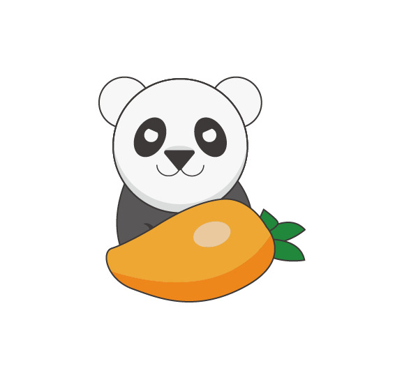 熊猫先生品尝芒果高清PNG透明图，动植物元素设计素材下载