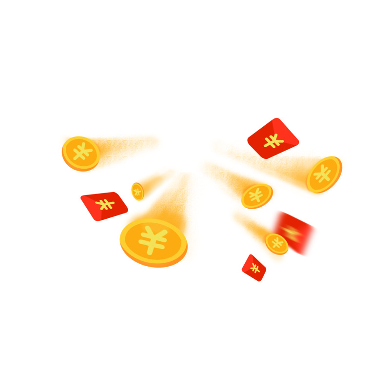 国潮春节红包金币PNG透明装饰元素设计素材下载