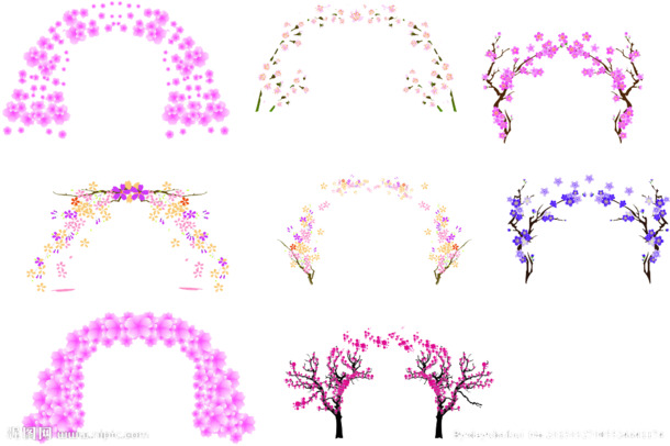 粉色花门PNG透明高清图片，情人节节日元素设计素材下载
