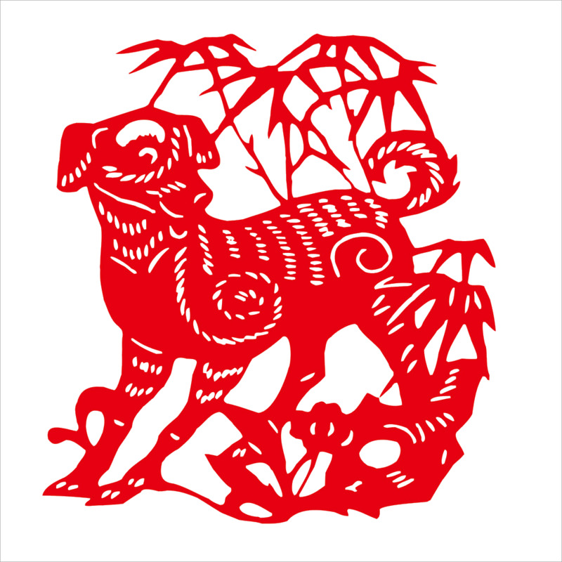 小狗新年剪纸PNG透明素材，高清装饰花纹图片免费下载