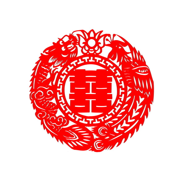 喜字龙凤高清PNG透明装饰图案素材下载