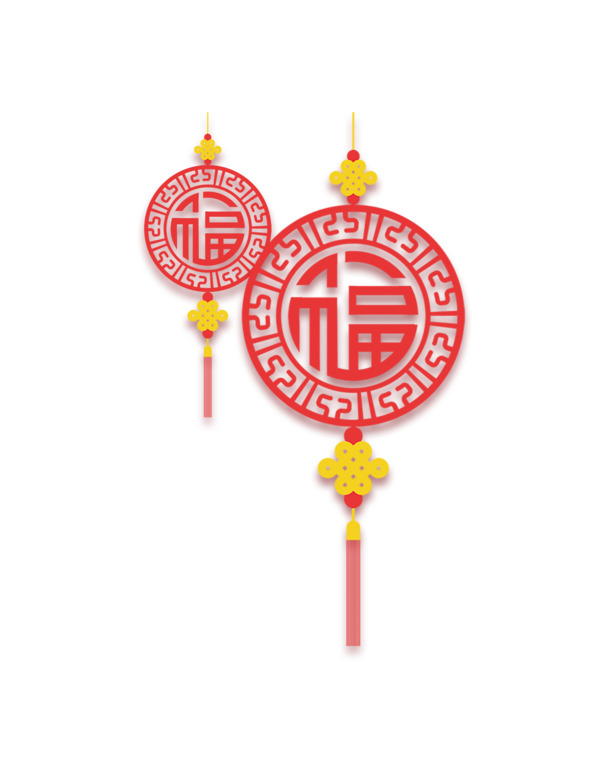 福字中国结高清PNG透明图，节日元素设计素材下载