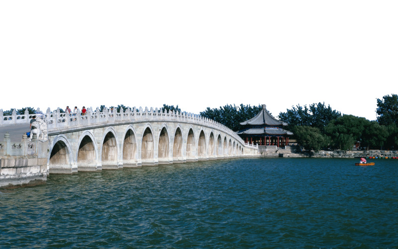 颐和园十七孔桥高清PNG透明背景景点图片素材下载