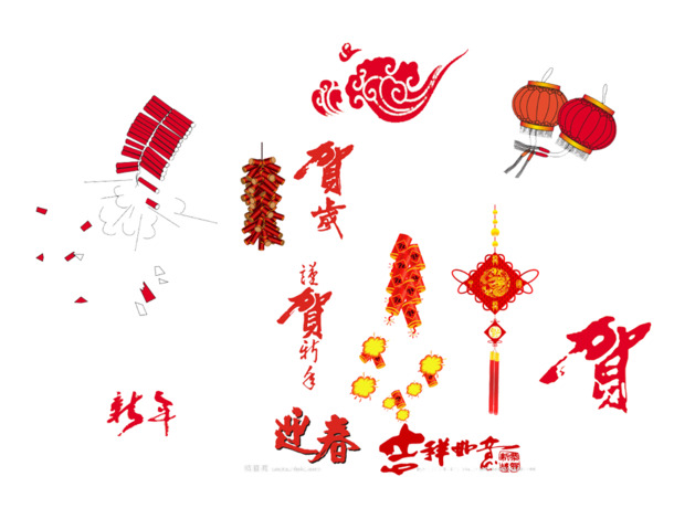新年节日装饰矢量图下载，高清PNG透明&PSD格式元旦春节元宵素材