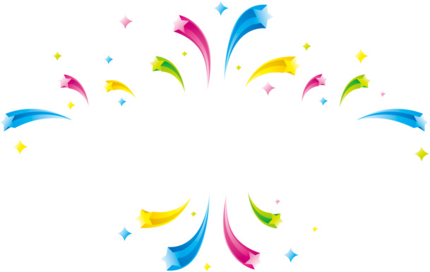 五彩五角星高清PNG透明图片素材，漂浮彩带元素下载