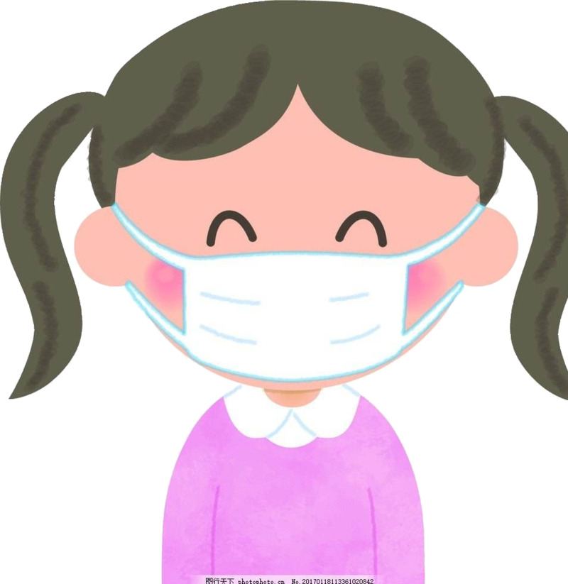 高清可爱小女孩戴口罩PNG免抠图标素材下载