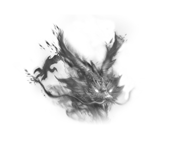 高清烟雾龙PNG透明装饰元素，墨迹笔触设计素材免费下载