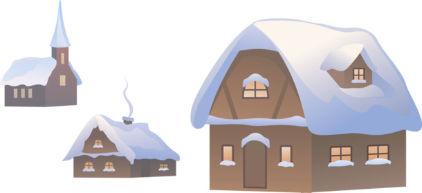卡通手绘雪屋PNG透明图，圣诞节日元素设计素材下载