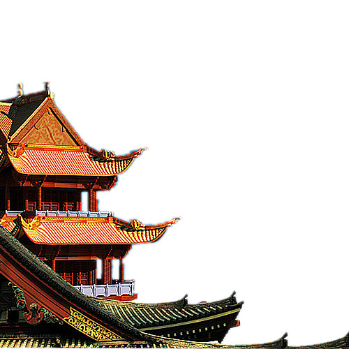 中国古代屋顶建筑装饰高清PNG透明元素设计素材下载