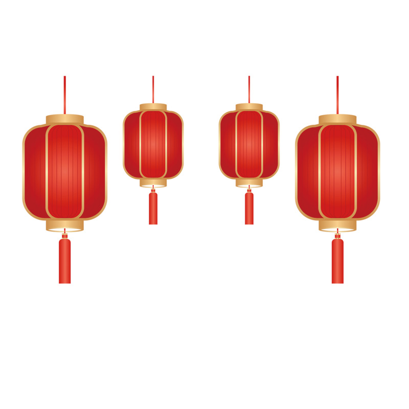 中式喜庆灯笼高清PNG透明素材，中国风PSD设计元素下载