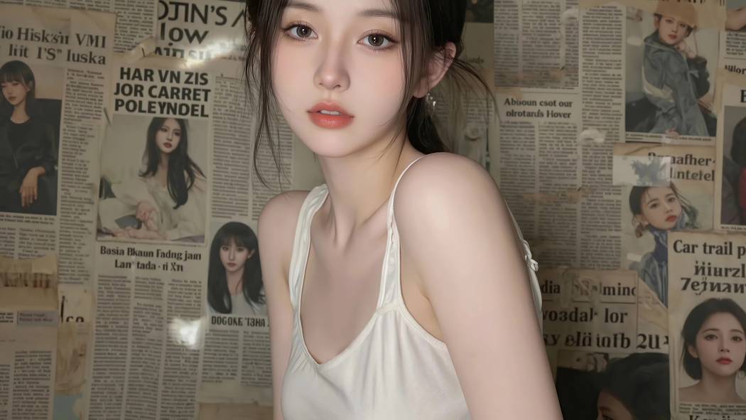 报纸墙&美女4K壁纸，高清养眼3840x2160动漫美图下载