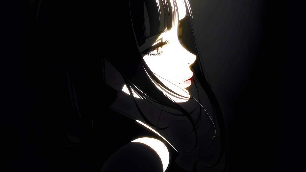 高清4K黑白动漫女孩侧脸壁纸 3840x2160 免费下载