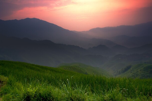 唯美朝霞分层美景高清PNG透明背景图片素材下载