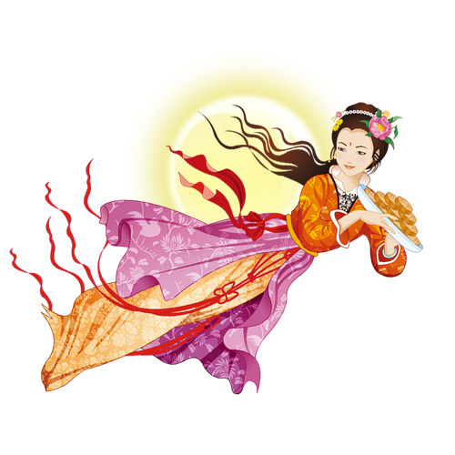 中秋节嫦娥奔月高清PNG透明素材，节日图片设计元素免费下载