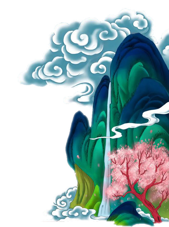 中国风山水画《千里江山图》高清PNG透明素材下载