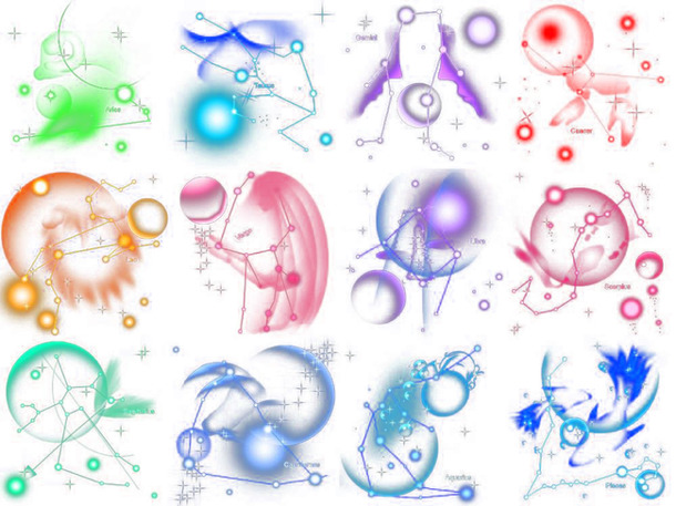 梦幻星空高清PNG素材，星座免扣元素与标签图片下载