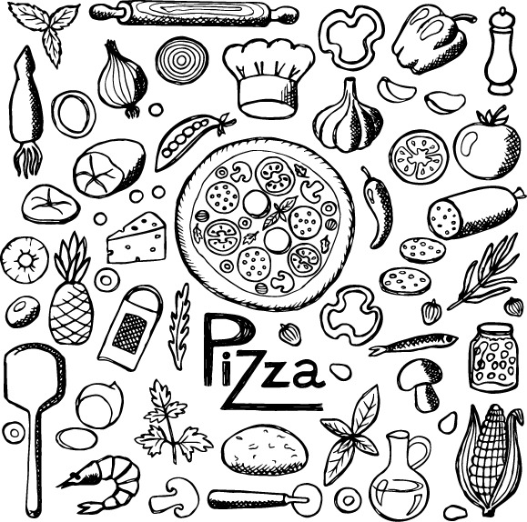 手绘食物线描高清PNG透明图，卡通元素设计素材下载