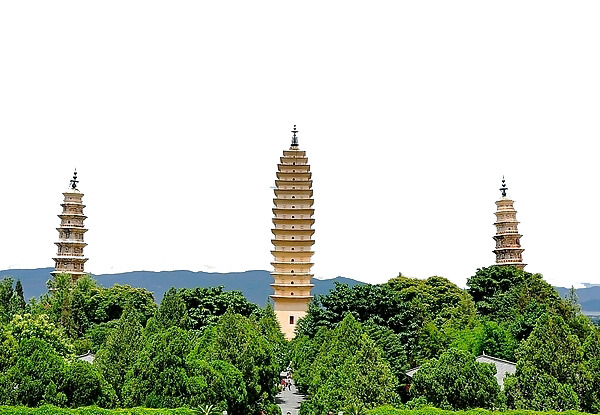 大理三塔高清PNG透明背景美景图片素材，风景摄影元素下载