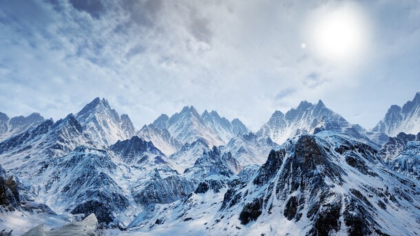 山脉雪景太阳积血高清PNG透明背景风景图片素材下载