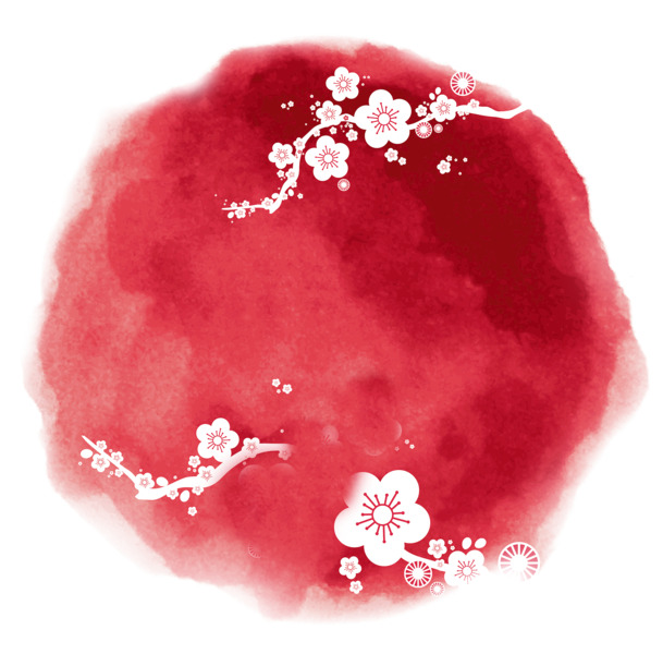 高清红色水墨梅花PNG透明装饰元素，笔触墨迹图片设计素材下载