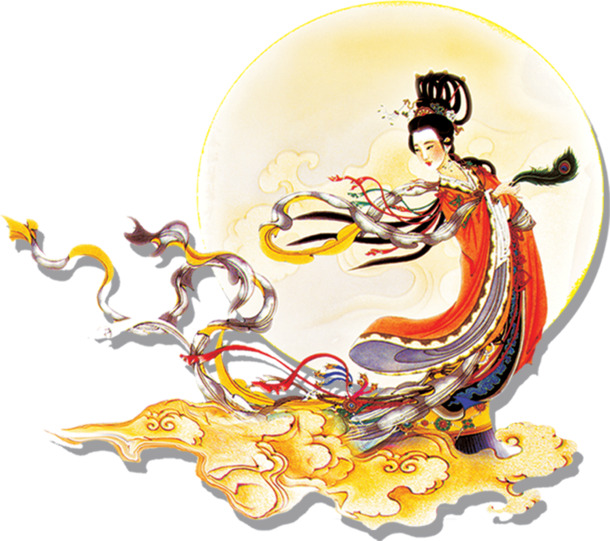 嫦娥与中秋元素，高清PNG透明图片，淘宝素材下载