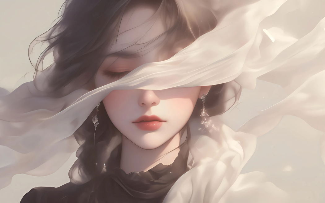 唯美遮眼动漫美女高清壁纸 3200x2000 全屏适配平板笔记本